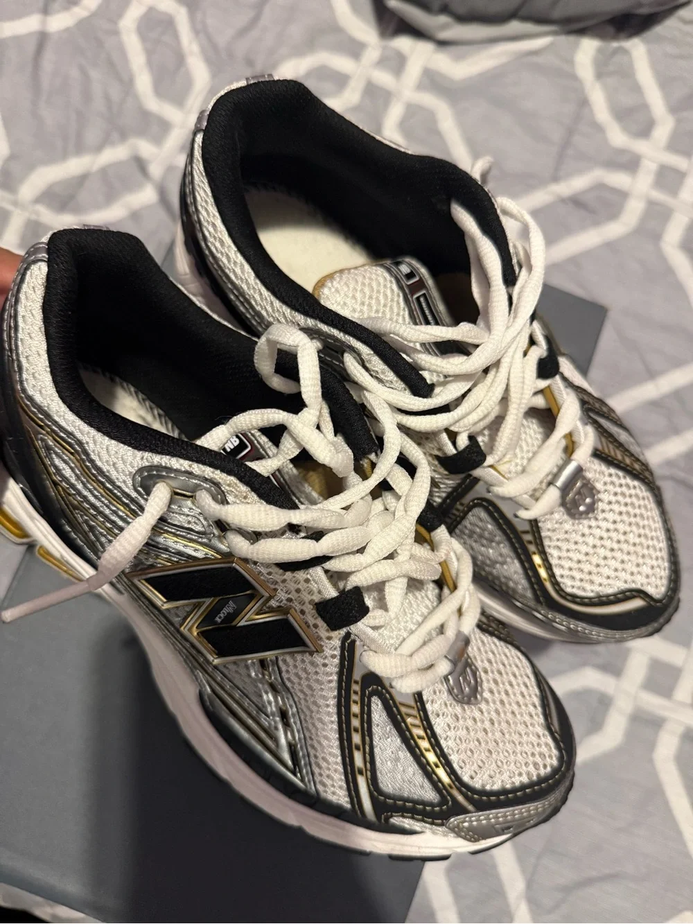 New Balance Women's Silver, Black & Gold Running Sneakers